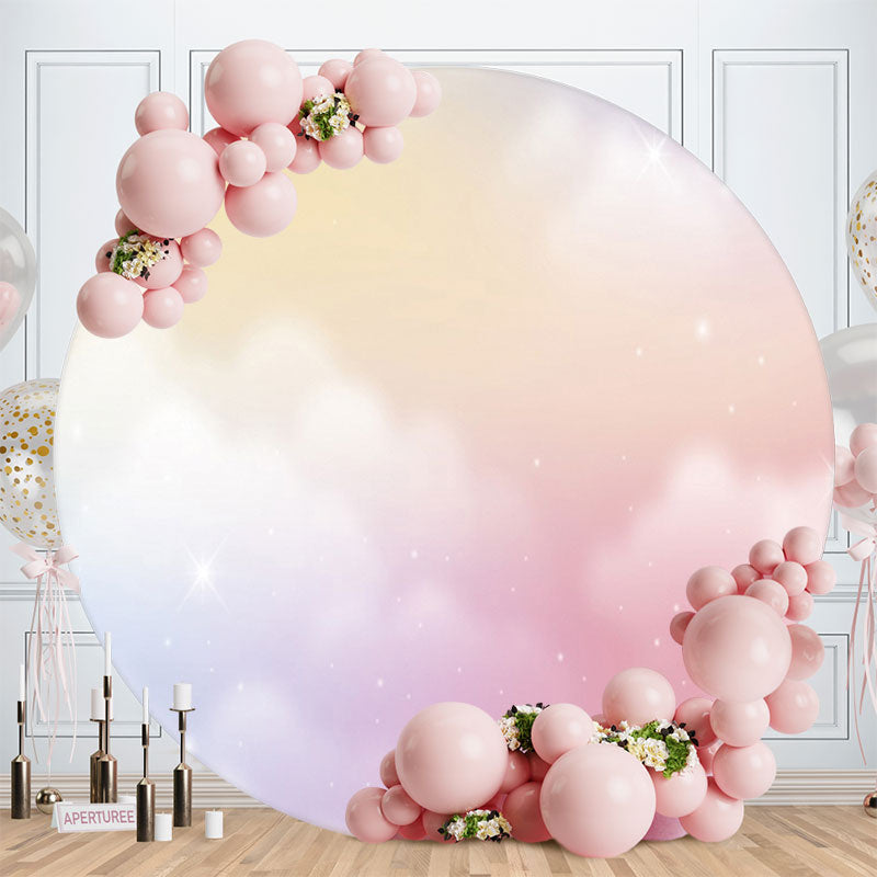 Aperturee - Dream Clouds Glitter Round Baby Shower Backdrop