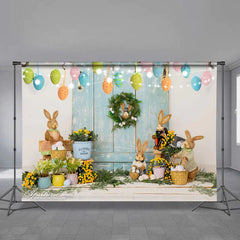 Aperturee - Easter Bunny Stop Here Lighting Eggs Backdrop