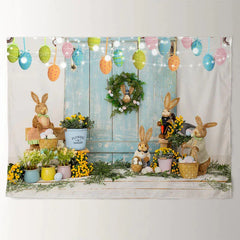 Aperturee - Easter Bunny Stop Here Lighting Eggs Backdrop