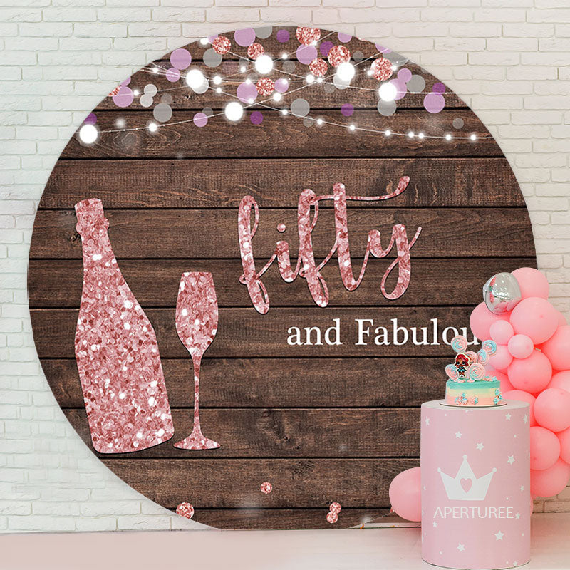 Aperturee - Fifty Fabulous Wood Pink Boekh Birthday Backdrop