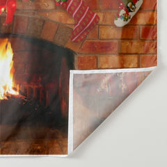 Aperturee - Fireplace Beardman Light Wreath Christmas Backdrop