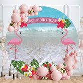 Aperturee - Flamingo Hawaii Beach Birthday Circle Backdrop