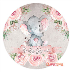 Aperturee - Floral Elephant Circle Baby Shower Backdrop