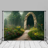 Aperturee - Floral Forest Wonderland Stone Gate Spring Backdrop