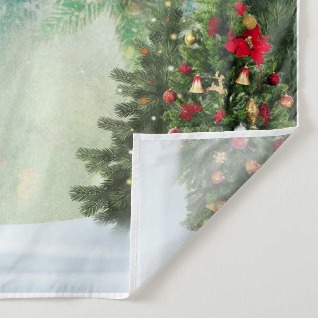 Aperturee - Glitter Bauble Forest Trees Christmas Backdrop