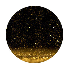 Aperturee - Glitter Black Gold Round Happy Birthday Backdrop