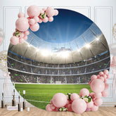 Aperturee - Glitter Football Field Round Happy Birthday Backdrop