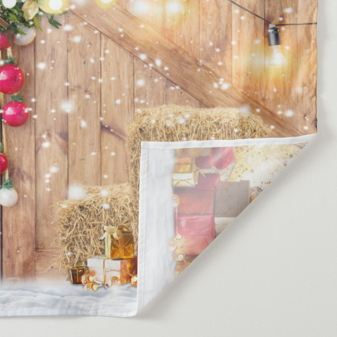 Aperturee - Glitter Snowy Merry Christmas Night Holiday Backdrop