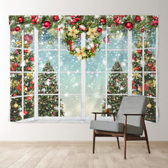 Aperturee - Glitter Snowy Winter Holiday Christmas Backdrop