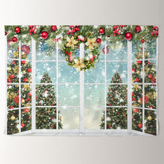 Aperturee - Glitter Snowy Winter Holiday Christmas Backdrop