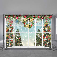 Aperturee - Glitter Snowy Winter Holiday Christmas Backdrop