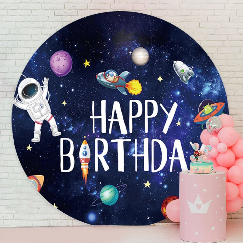 Aperturee - Glitter Universe Round Happy Birthday Backdrop