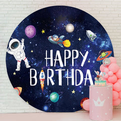 Aperturee - Glitter Universe Round Happy Birthday Backdrop