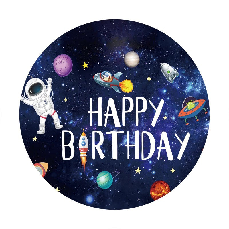 Aperturee - Glitter Universe Round Happy Birthday Backdrop
