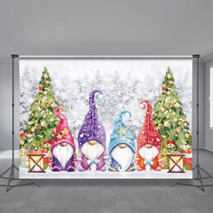 Aperturee - Gnomes Snowy Forest Bauble Tree Christmas Backdrop