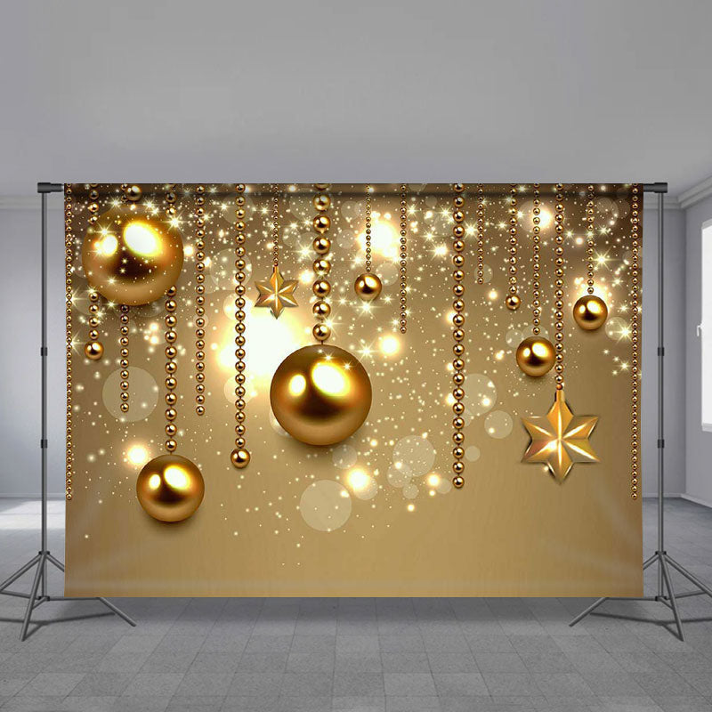 Aperturee - Gold Bauble Glitter Star Bokeh Christmas Backdrop