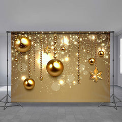 Aperturee - Gold Bauble Glitter Star Bokeh Christmas Backdrop
