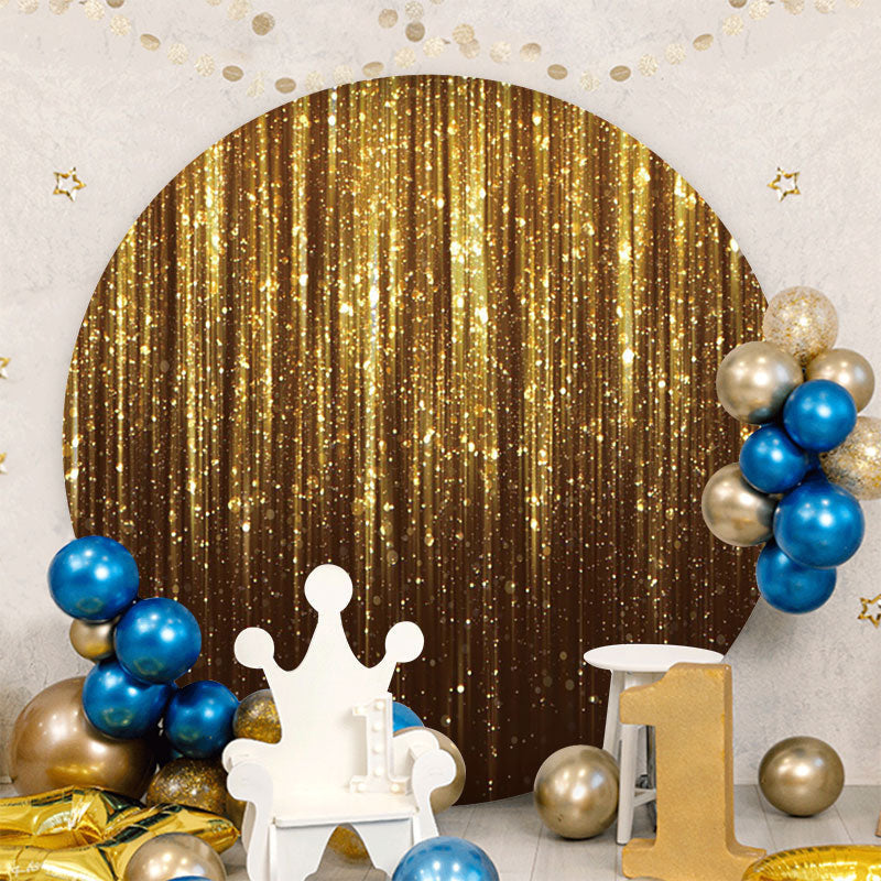 Aperturee - Gold Bokeh Glitter Round Birthday Party Backdrop
