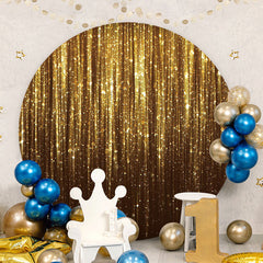 Aperturee - Gold Bokeh Glitter Round Birthday Party Backdrop
