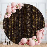 Aperturee - Gold Bokeh Glitter Round Black Birthday Backdrop