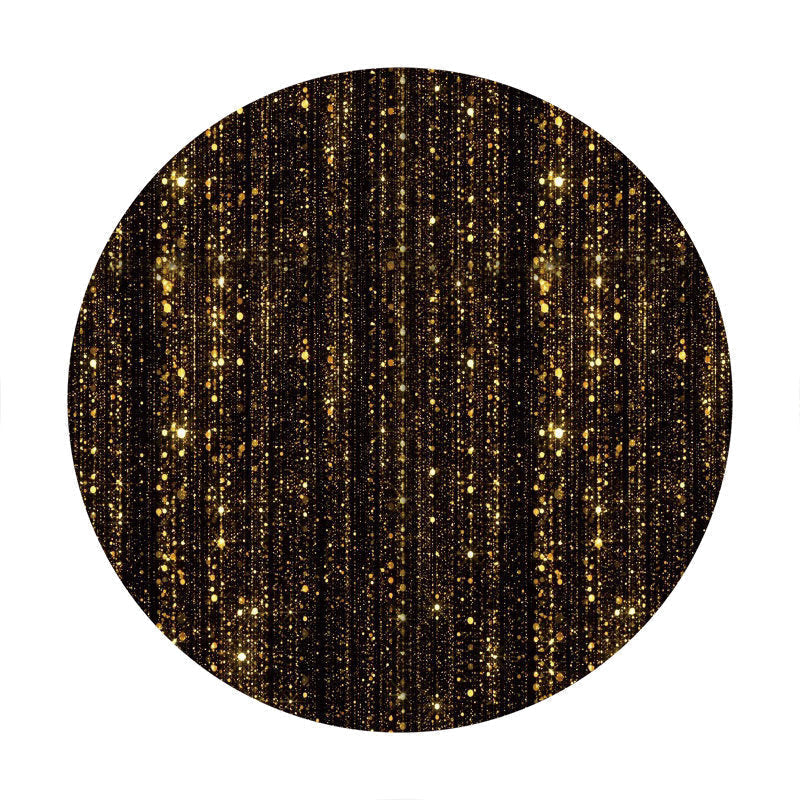 Aperturee - Gold Bokeh Glitter Round Black Birthday Backdrop
