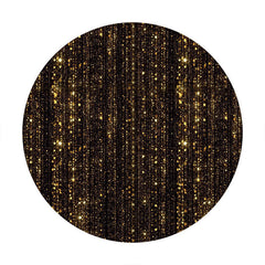 Aperturee - Gold Bokeh Glitter Round Black Birthday Backdrop