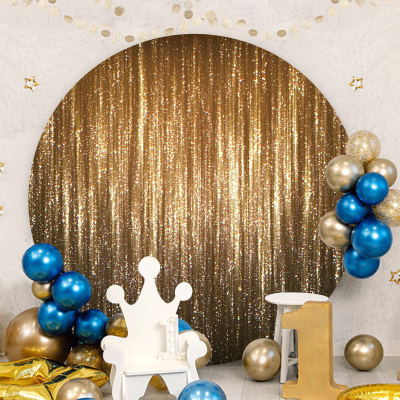 Aperturee - Gold Bright Glitter Round Birthday Party Backdrop