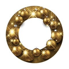 Aperturee - Gold Glitter Ball Round White Birthday Backdrop
