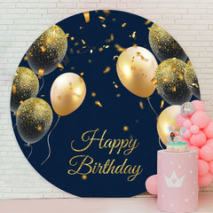 Aperturee - Gold Glitter Ballons Round Birthday Backdrop