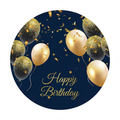 Aperturee - Gold Glitter Ballons Round Birthday Backdrop