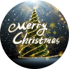 Aperturee - Gold Glitter Bokeh Christmas Tree Round Backdrop