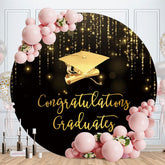 Aperturee - Gold Glitter Bokeh Round Black Graduation Backdrop