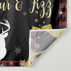 Aperturee - Gold Glitter Glass Deer Snow Xmas Black Backdrop