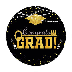 Aperturee - Gold Glitter Round Black Graduation Backdrop