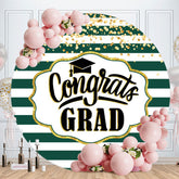 Aperturee - Gold Glitter Round Green Graduation Backdrop