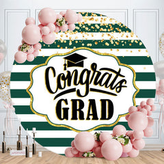 Aperturee - Gold Glitter Round Green Graduation Backdrop