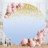 Aperturee - Gold Glitter Round Purple Birthday Backdrops