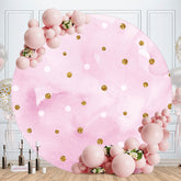 Aperturee - Gold Glitter Sopt Round Pink Birthday Backdrop