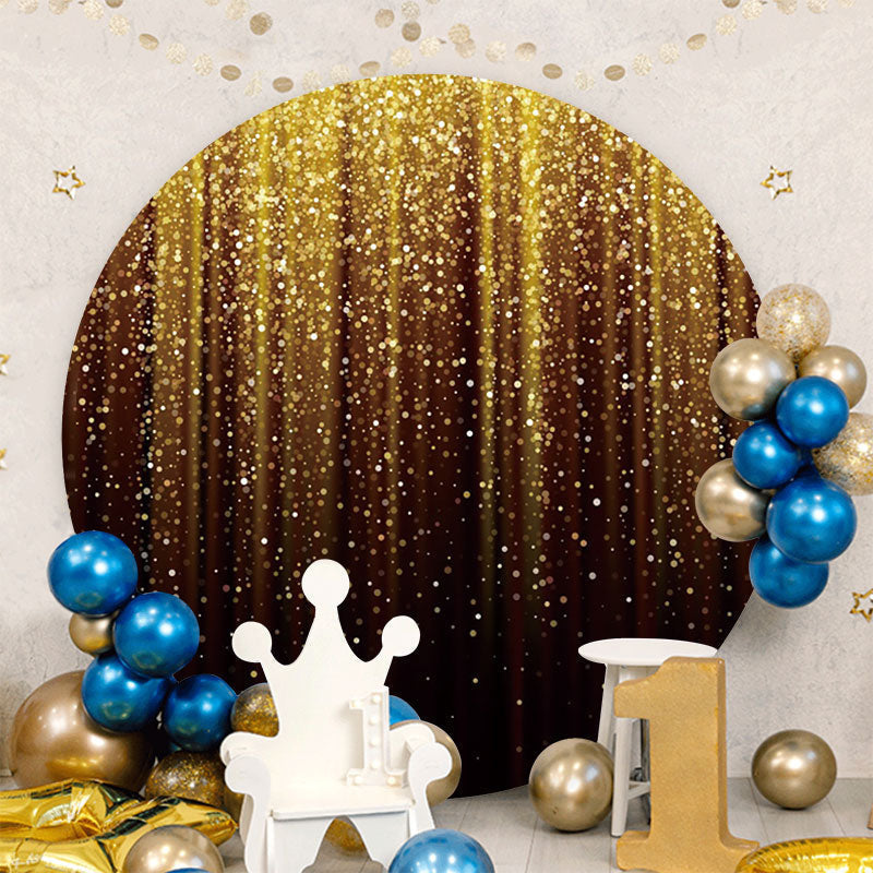Aperturee - Gold Glitter Spot Round Black Birthday Backdrop