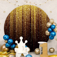 Aperturee - Gold Glitter Spot Round Black Birthday Backdrop