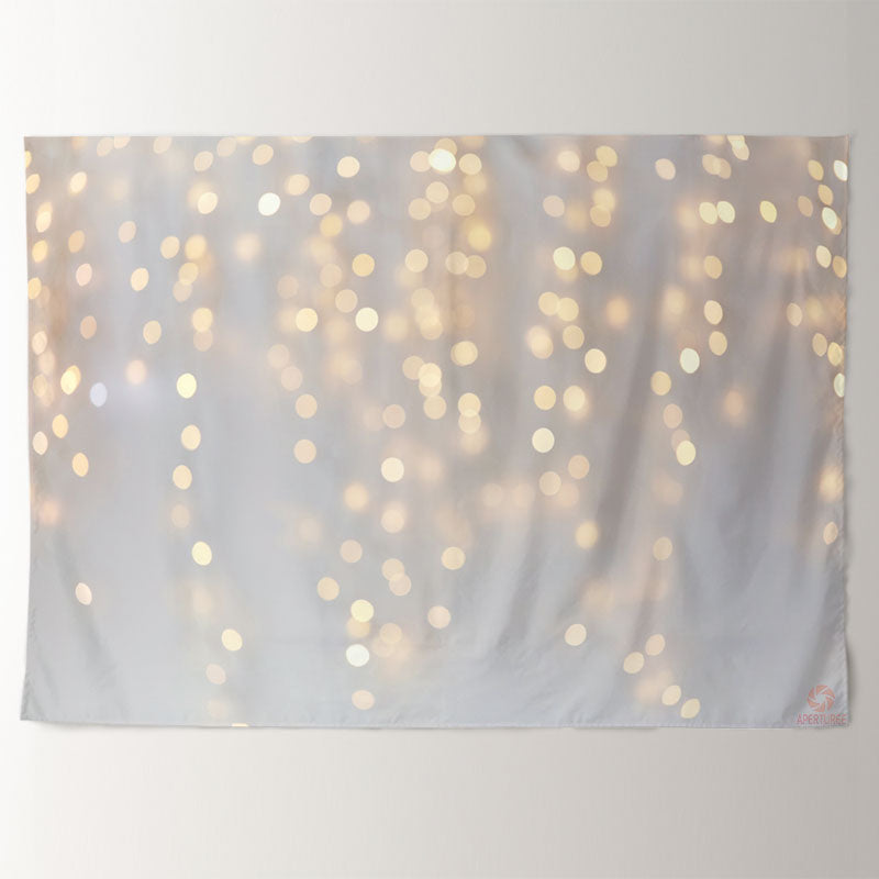 Aperturee - Gold Light Spot Bokeh White Christmas Backdrop