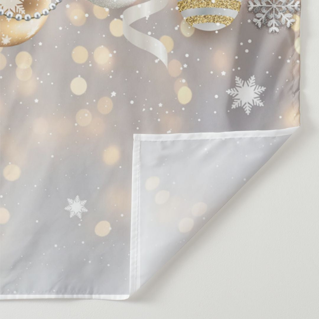 Aperturee - Gold Silver Bauble Snow Bokeh Christmas Backdrop