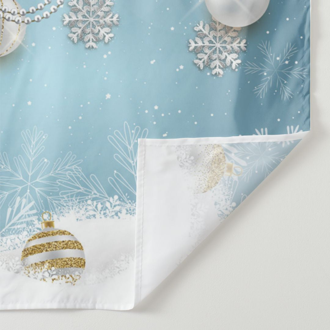Aperturee - Gold Silver Glitter Balls Blue Christmas Backdrop