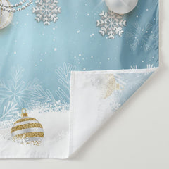 Aperturee - Gold Silver Glitter Balls Blue Christmas Backdrop