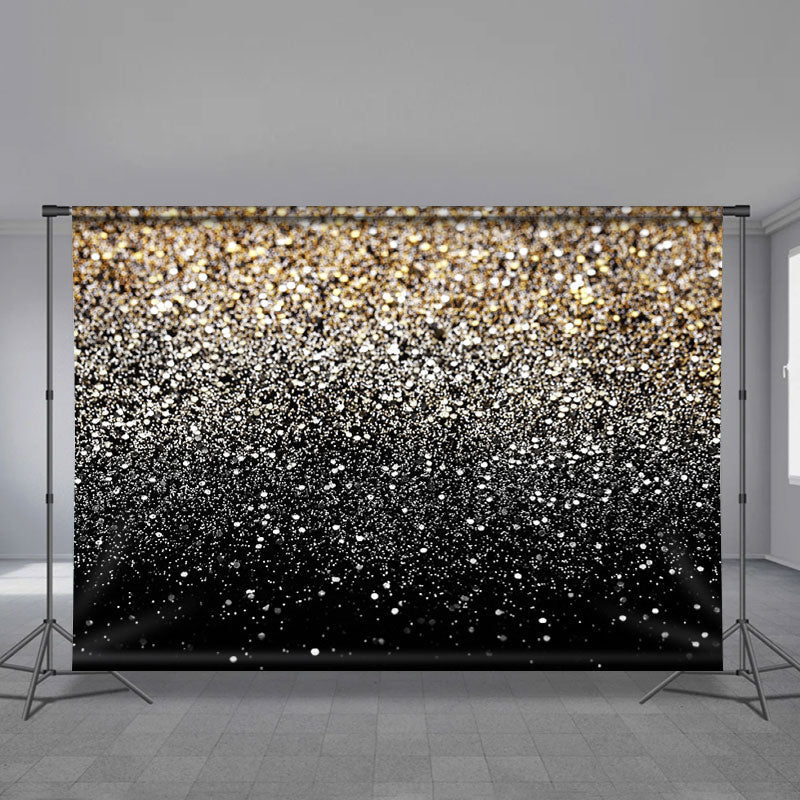 Aperturee - Gold Silver Glitter Black Holiday Deco Backdrop