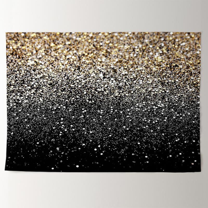 Aperturee - Gold Silver Glitter Black Holiday Deco Backdrop