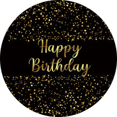 Aperturee - Gold Spot Black Round Happy Birthday Backdrop