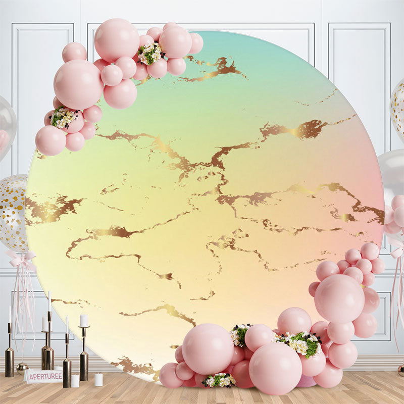 Aperturee - Gold Texture Happy Birthday Circle Backdrop