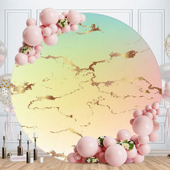 Aperturee - Gold Texture Happy Birthday Circle Backdrop