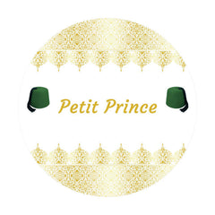 Aperturee - Gold White Petit Prince Round Baby Shower Backdrop